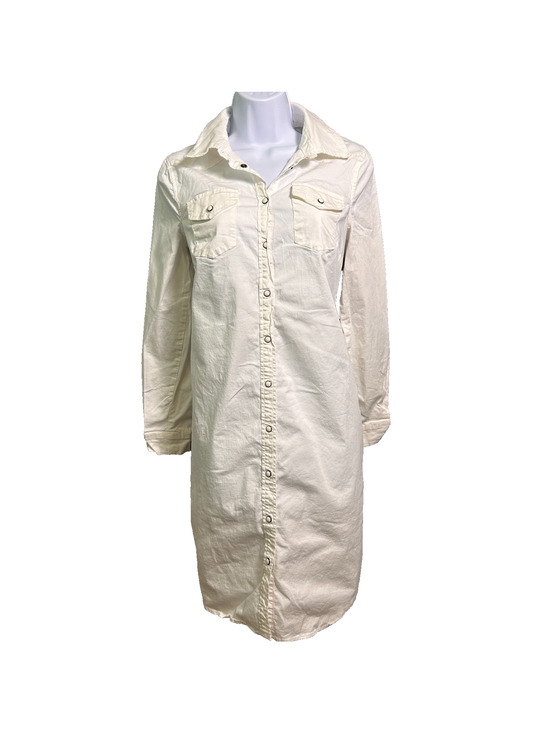 Nina Leonard Dresses & Skirts - Nina Leonard Shirt Dress Womens S White Pearl Snap Western Base Layer Minimalist